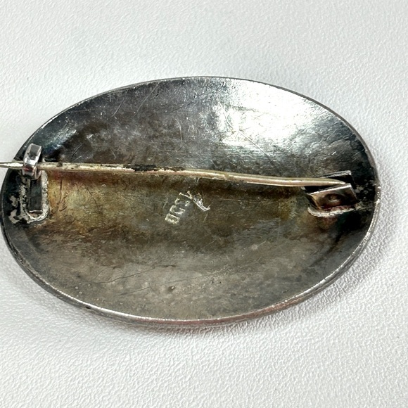 Vintage Ornate Sterling Silver Brooch Pin Stamped Hallmark Middle Eastern Design - Picture 3 of 6